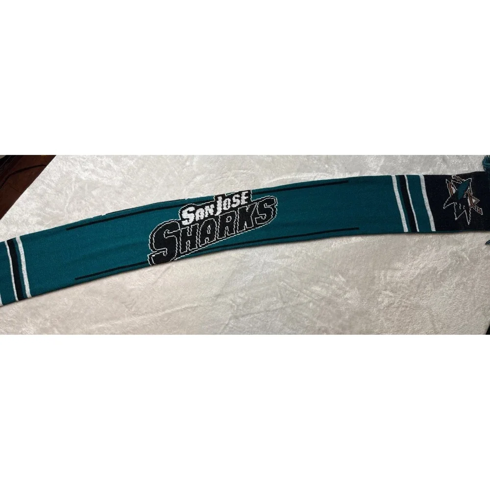 San Jose Sharks NHL Hockey Printed Double Sided Logo Scarf Black/Green